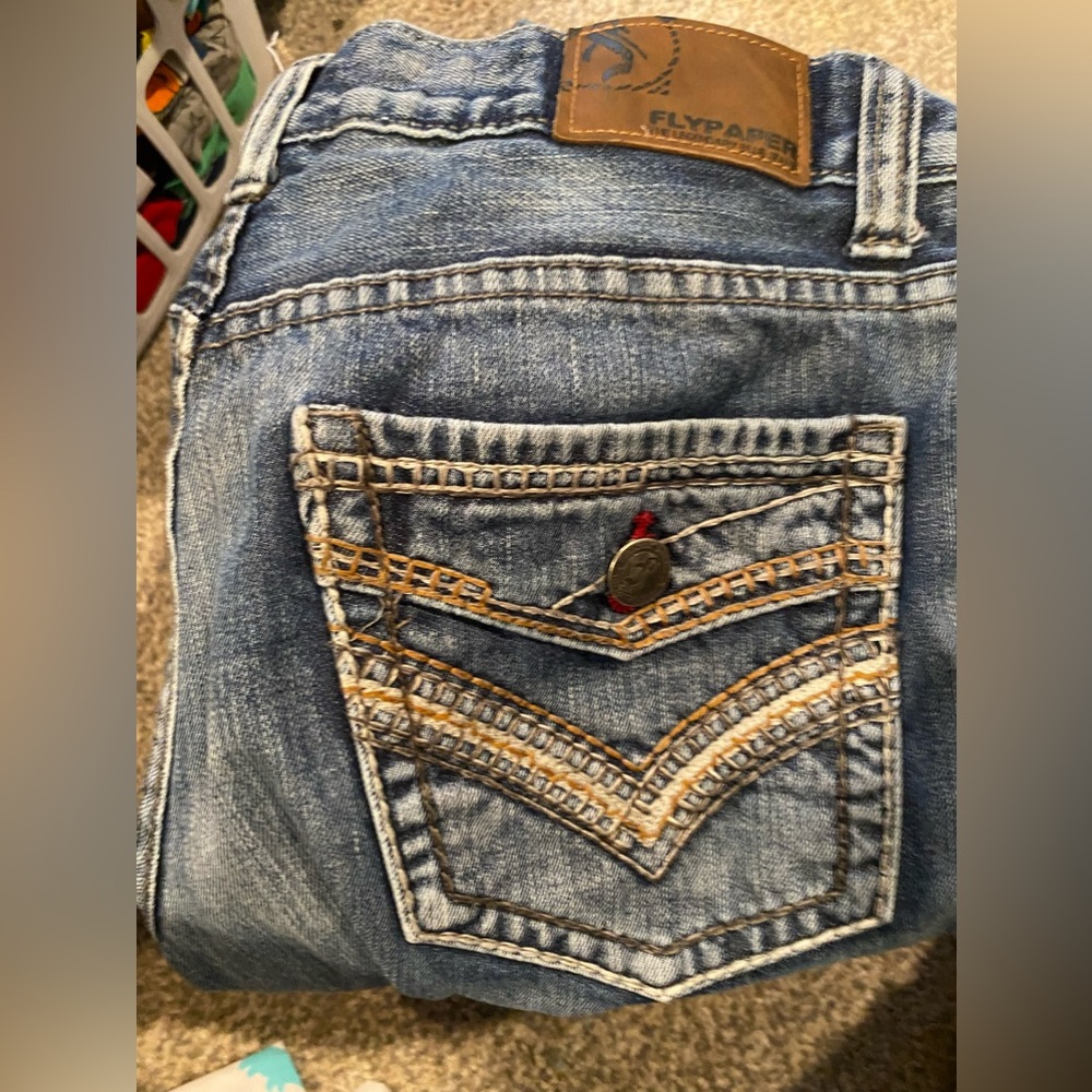 Mens buckle jeans flypaper size 34x32 light wash